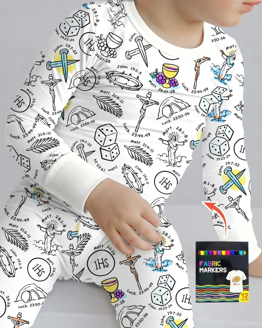 Easter Story Colorable Bamboo Two Piece Long Sleeve Pajama Set