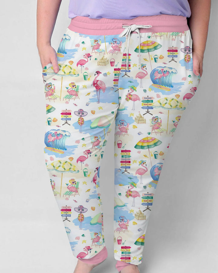 Flamingo Beach Family Matching Bamboo Women Pajama Set