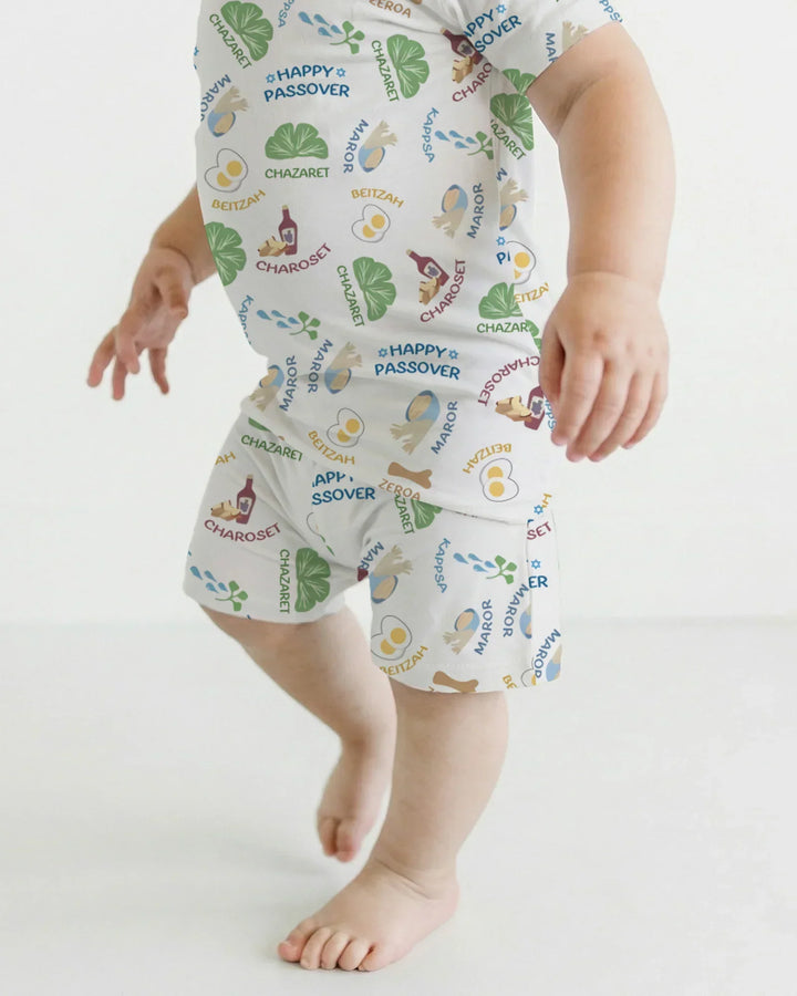 Happy Passover Matching Family Bamboo Two Piece Short Sleeve Shorts Pajama Set