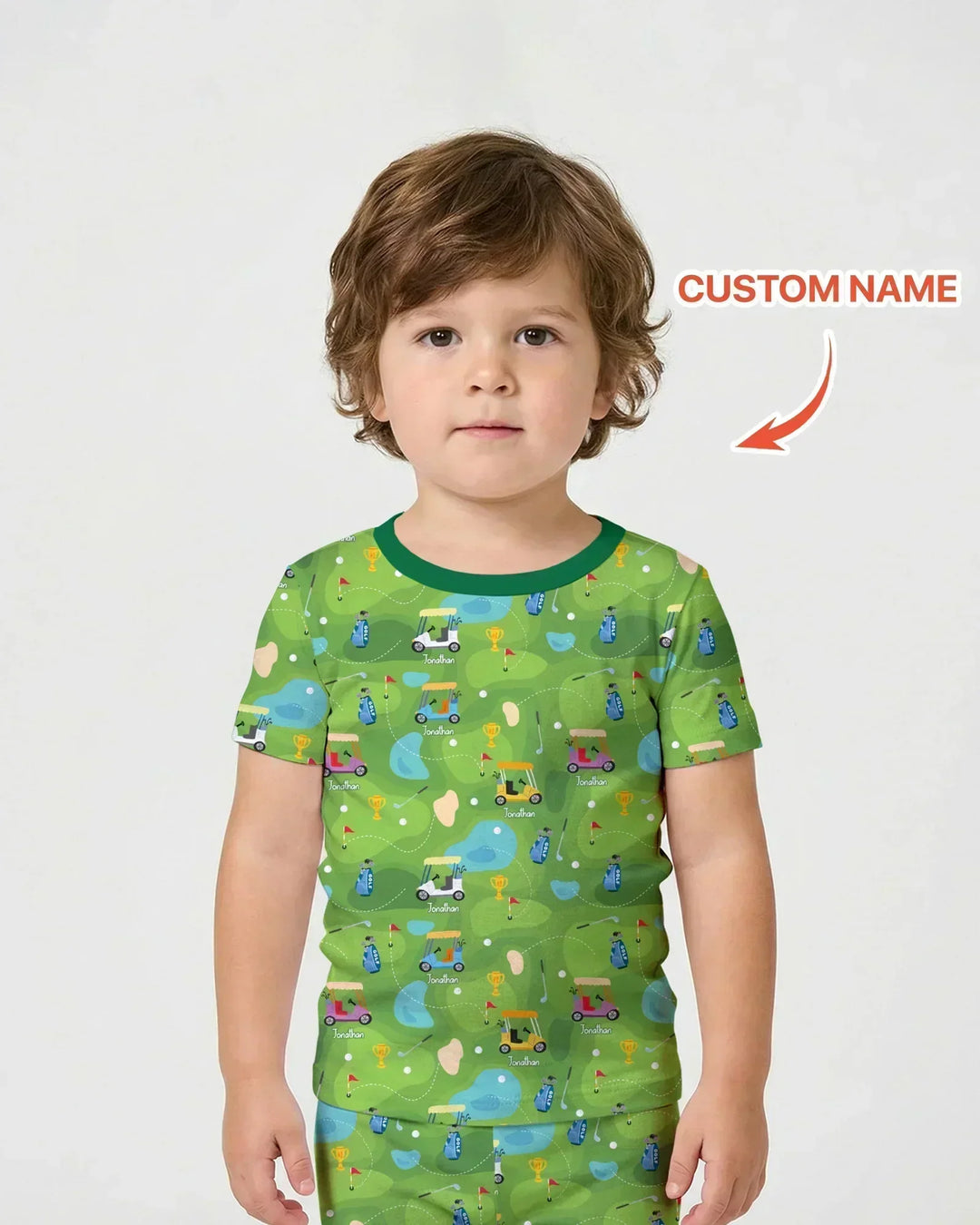 Custom Name Golf Season Family Matching Bamboo Two Piece Short Sleeve Shorts Pajama Set