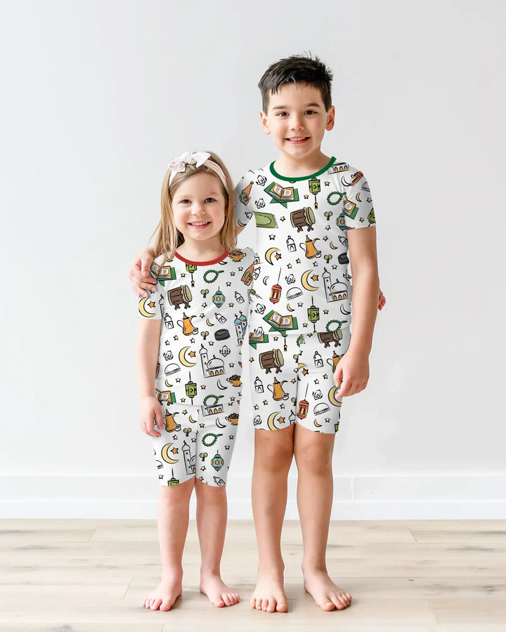 Ramadan Blessings Family Matching Bamboo Two Piece Short Sleeve Shorts Pajama Set