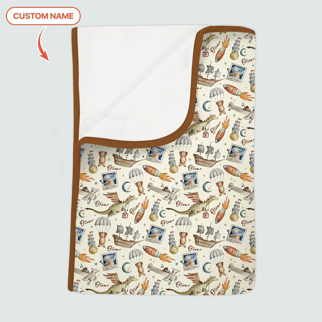 Adventure Dreams Custom Name Bamboo Blanket