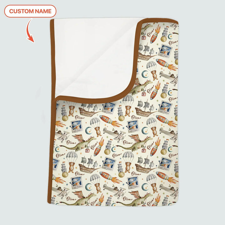 Adventure Dreams Custom Name Bamboo Blanket