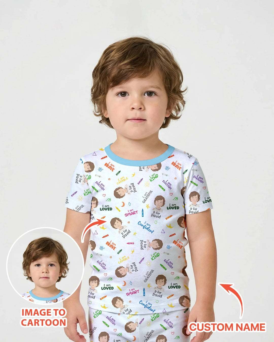 Kids Affirmations Custom  Bamboo Two Piece Short Sleeve Shorts Pajama Set