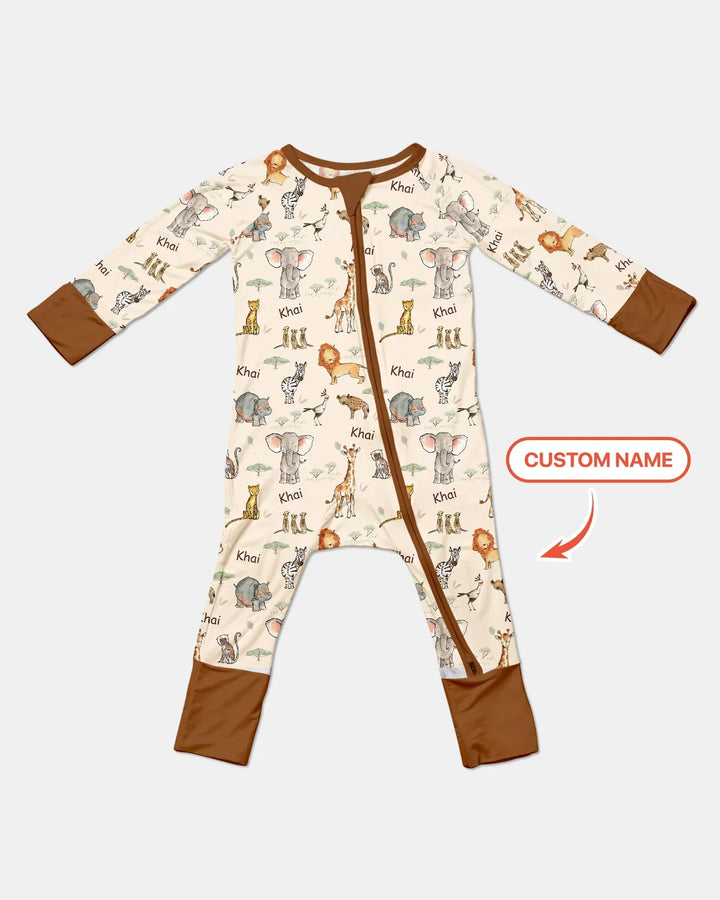 Safari Friends Custom Name Bamboo Convertible Zippy
