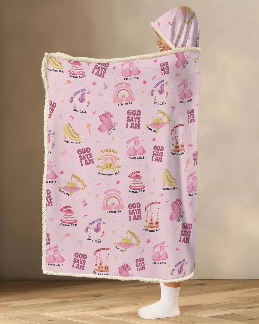 God Says I Am Girl Bamboo Wearable Hooded Blanket