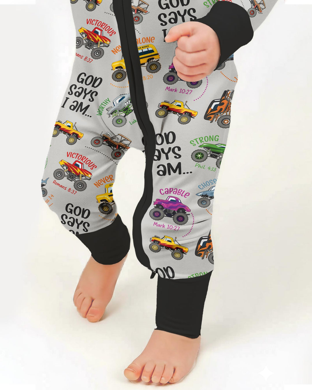 God Says I Am Monster Truck Bamboo Convertible Zippy