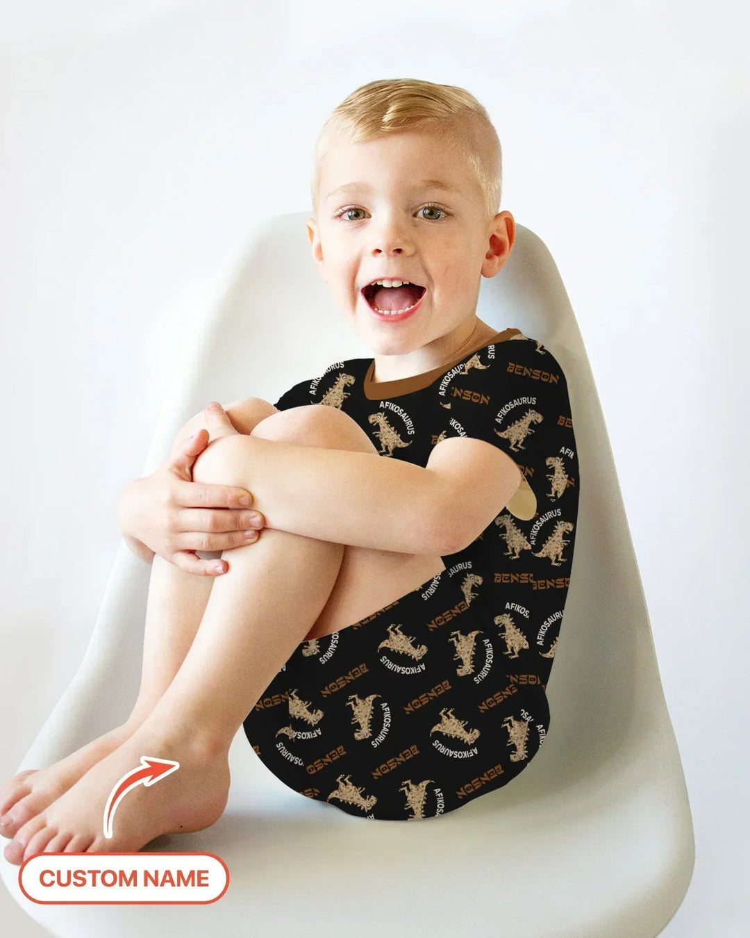 Custom Name Afikosaurus Bamboo Two Piece Short Sleeve Shorts Pajama Set