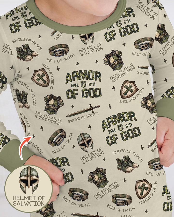 Camo Armor Of God Bamboo Two Piece Long Sleeve Pajama Set