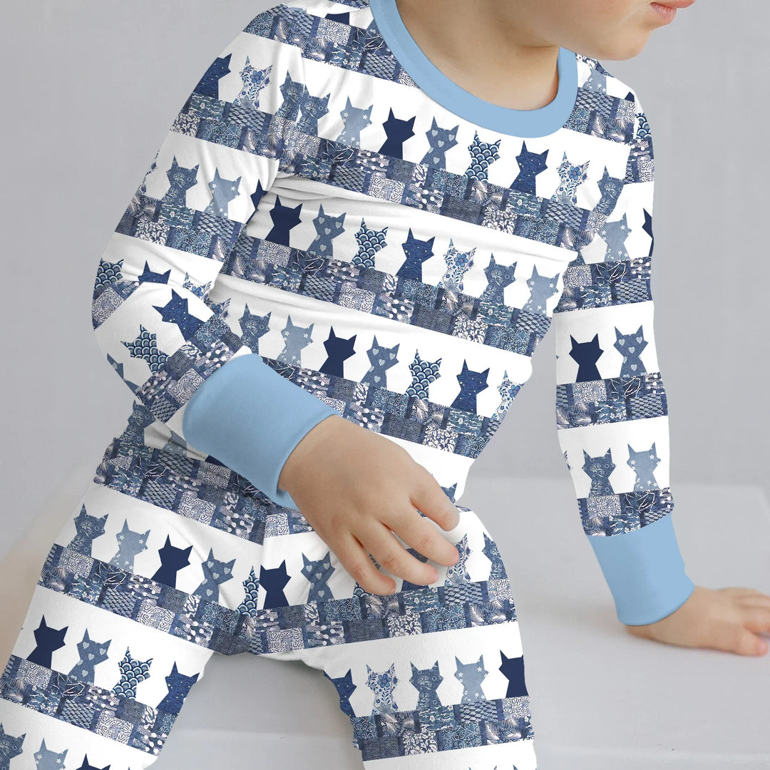 Midnight Feline Bamboo Two Piece Long Sleeve Pajama Set