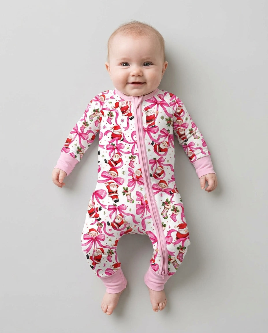 Pink Christmas Santa Bows Bamboo Convertible Zippy