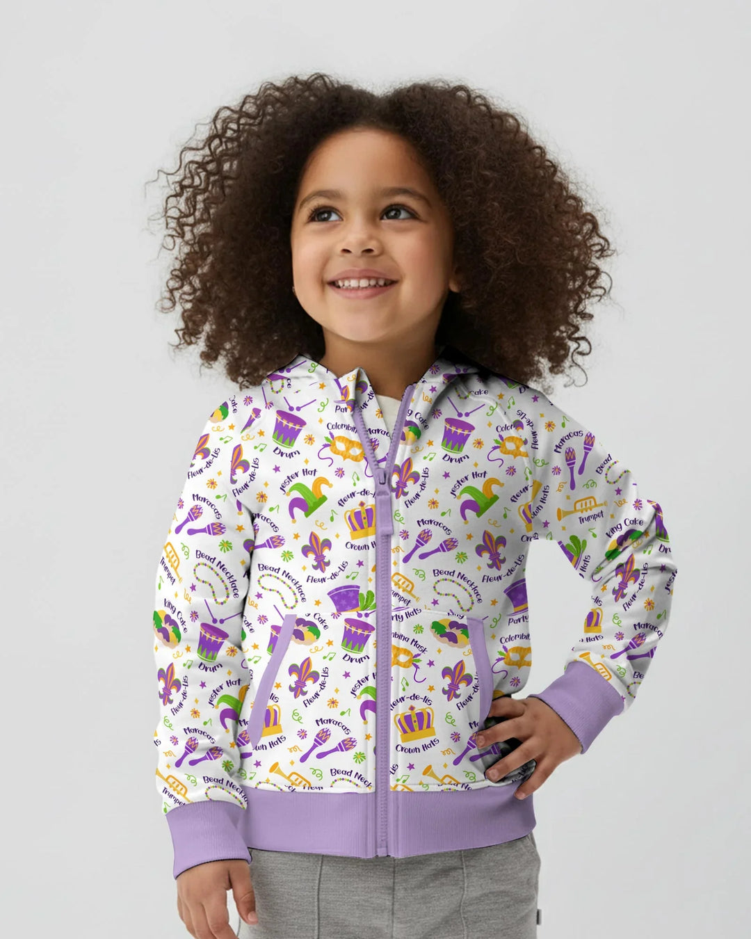 Mardi Gras Family Matching Bamboo Zip Hoodie