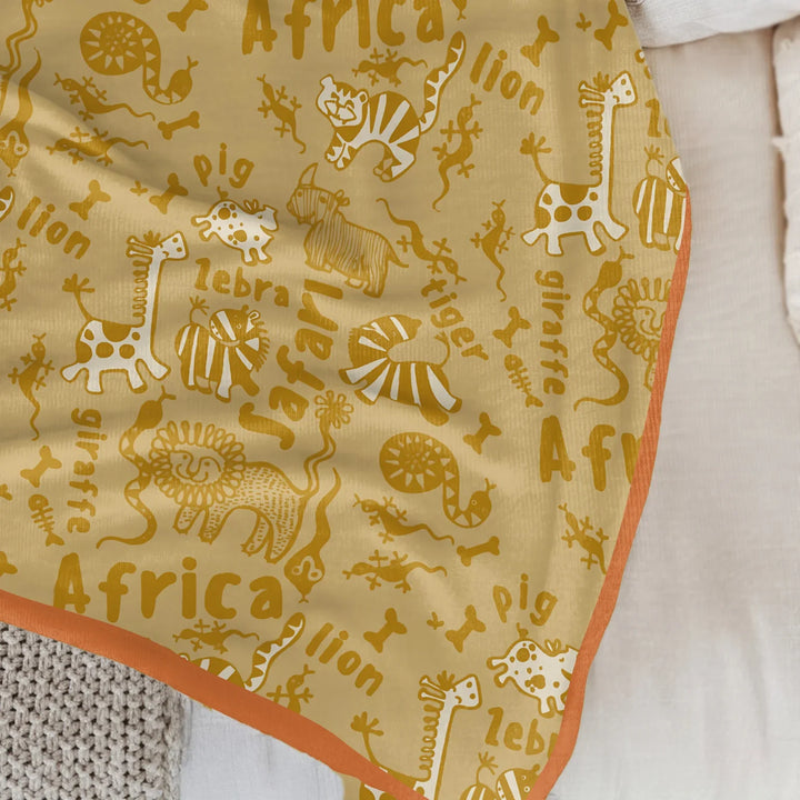 Handdrawn African Animals Bamboo Blanket