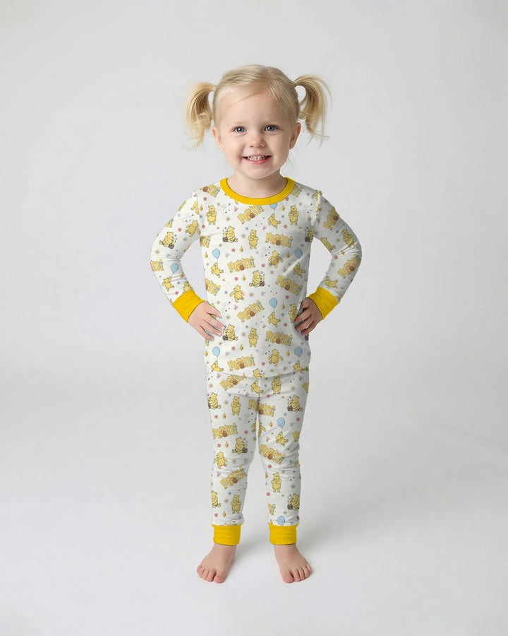 Mama & Mini Honey Bear Bamboo Two Piece Long Sleeve Pajama Set