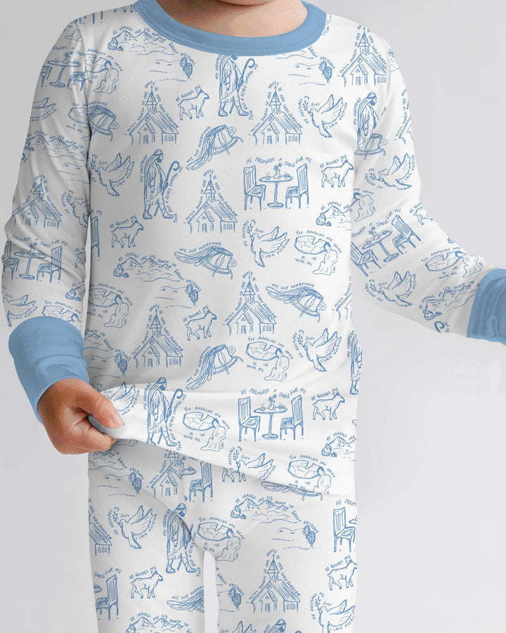 Psalm 23 Sketch Bamboo Two Piece Long Sleeve Pajama Set