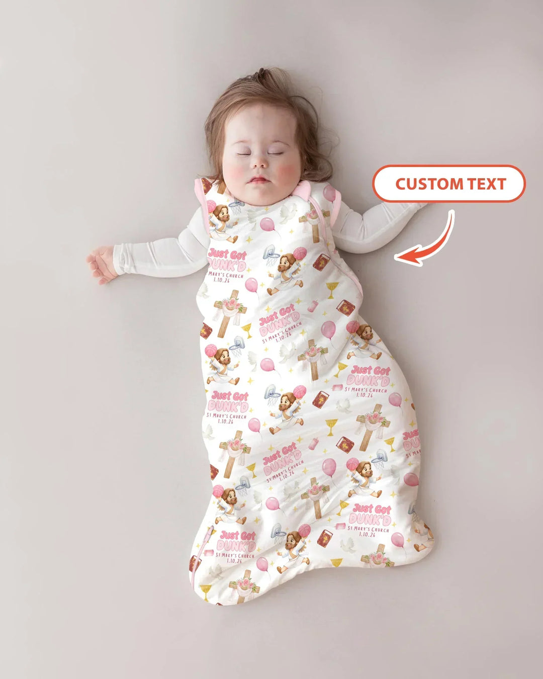 Custom Name Baptism Just Got Dunk'd Bamboo Sleep Bag