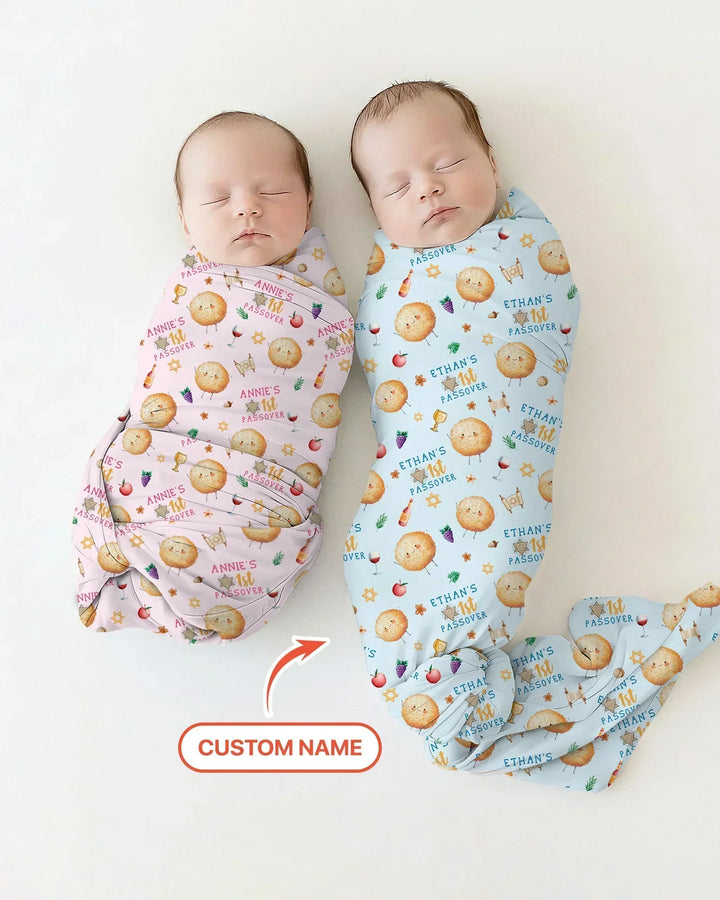 Custom Name 1st Passover swaddle blanket