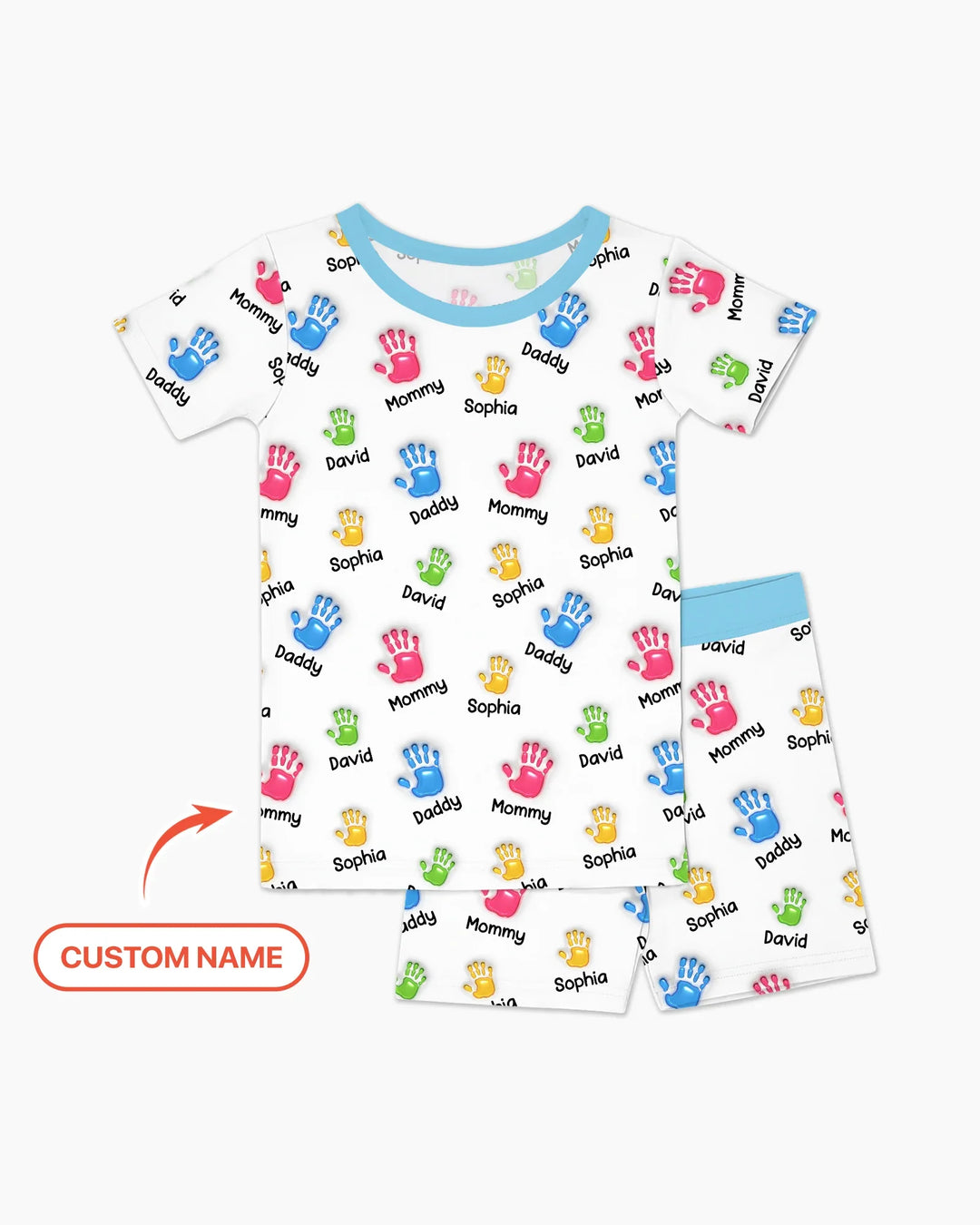 First Mother Day - Handprints Bamboo Two Piece Short Sleeve Shorts Pajama Set
