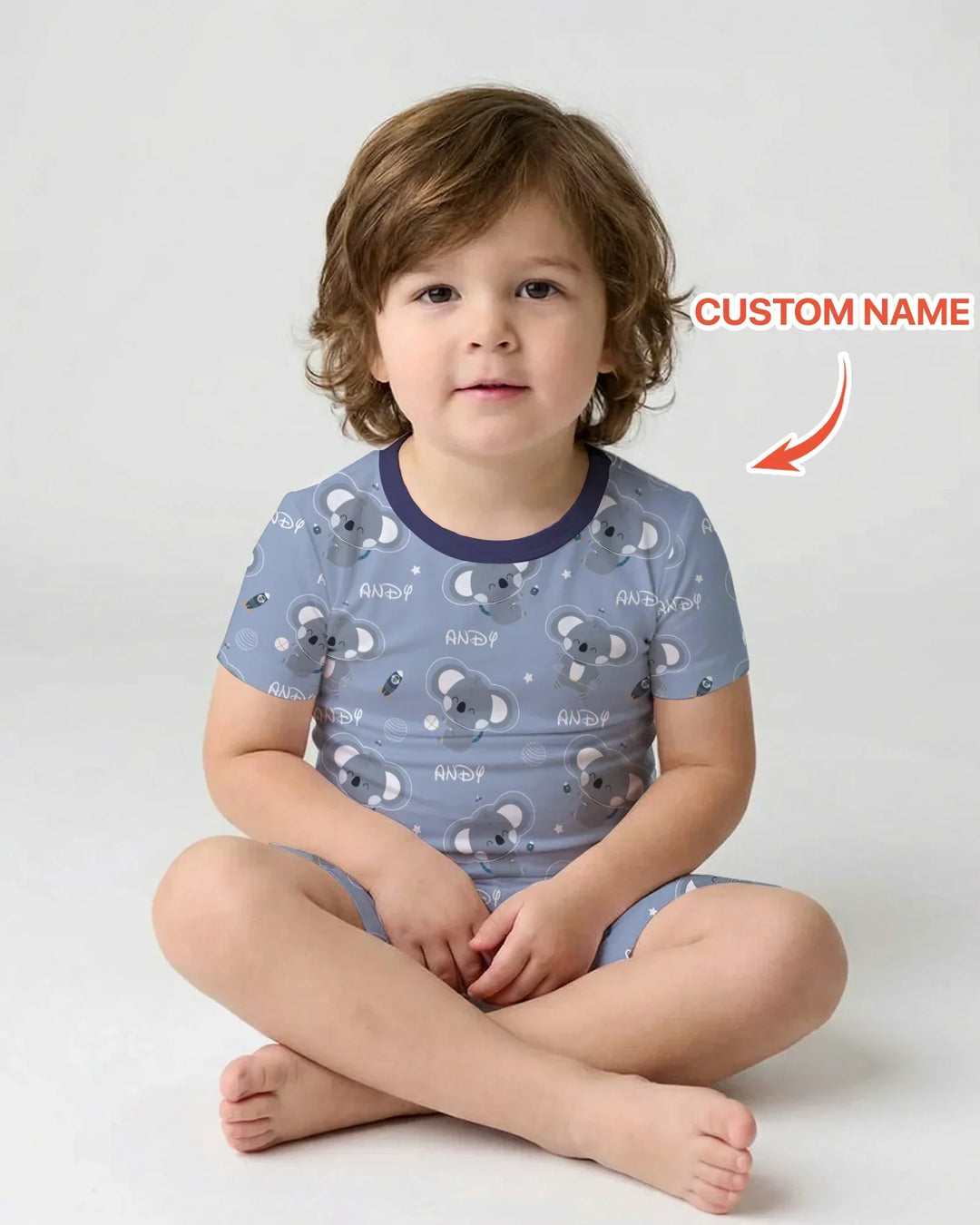 Custom Name Cosmic Koala Bamboo Two Piece Short Sleeve Shorts Pajama Set