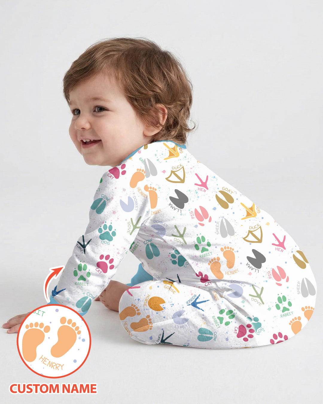 Cute Farm Animal Tracks Custom Name Bamboo Convertible Zippy