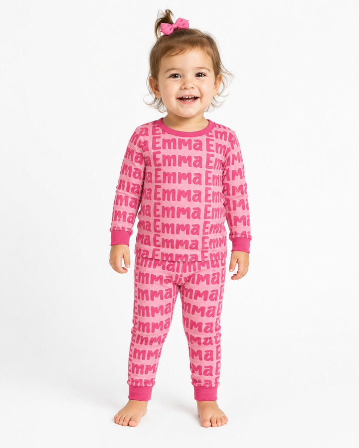 Little Letters Bamboo Two Piece Long Sleeve Pajama Set Bamboo Two Piece Long Sleeve Pajama Set
