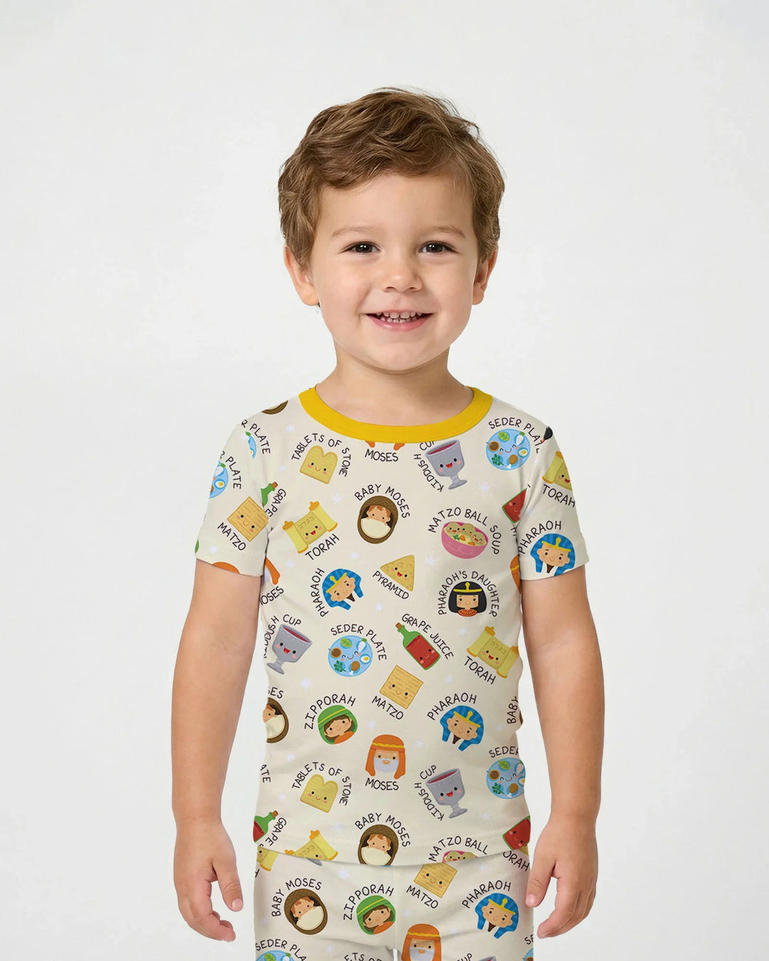 Cute Passover CharactersBamboo Two Piece Short Sleeve Pajama Set