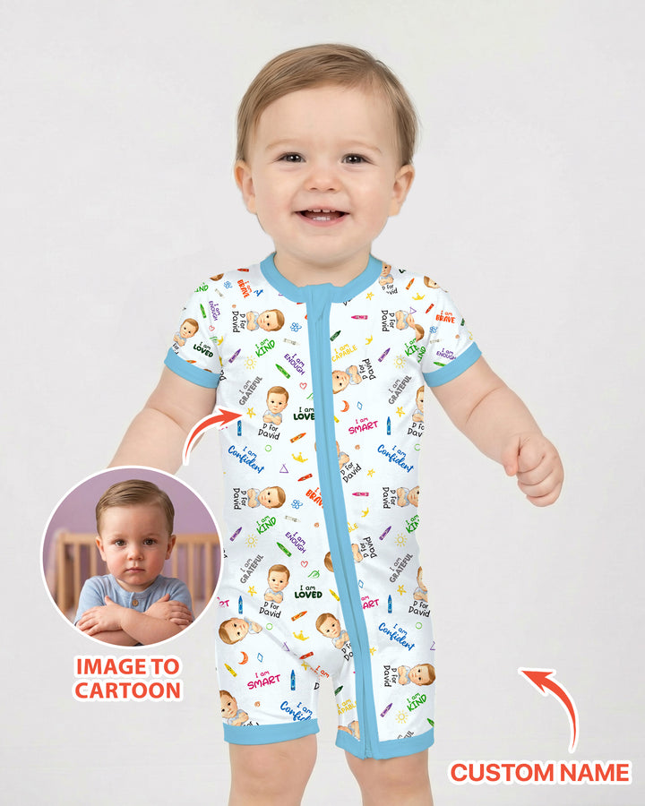 Kids Affirmations Custom  Bamboo Shorty Zippy