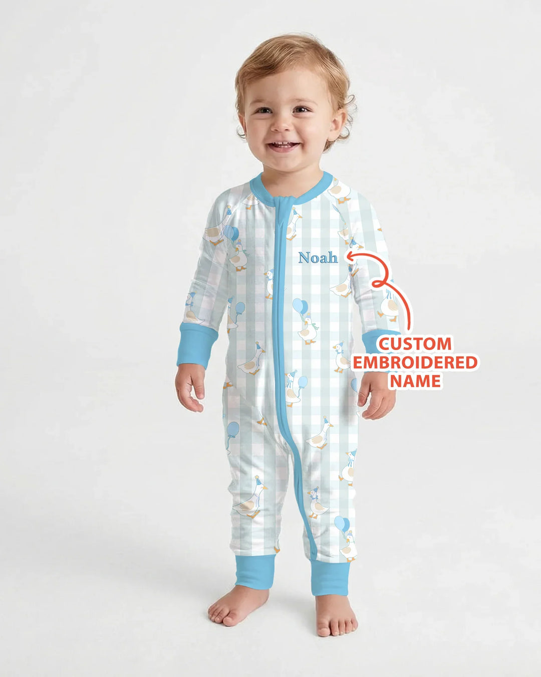 Custom Embroidered Birthday Boy/Girl Baby Bamboo Convertible Zippy