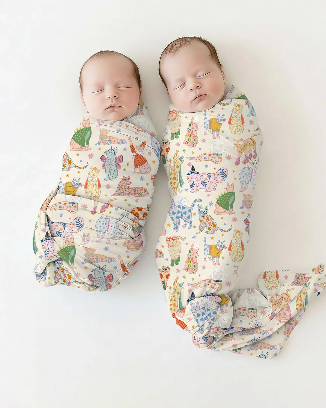 Whimsical Cat Parade swaddle blanket