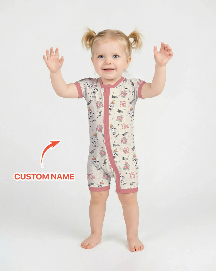 Custom Name Cool Club Daddy & Me Matching Bamboo Shorty Zippy