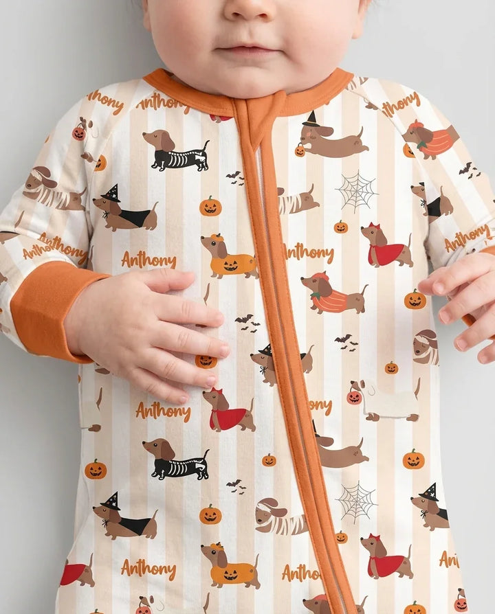 Custom Name Boo Crew Halloween Dachshund  Bamboo Convertible Zippy