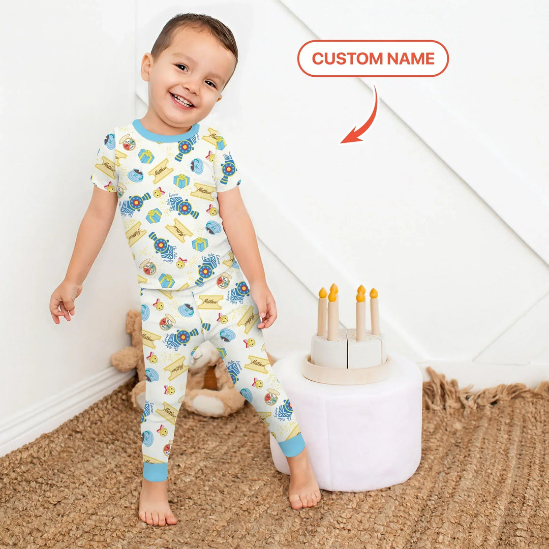 Express Train Christmas Bamboo Two Piece Short Sleeve Pajama Set