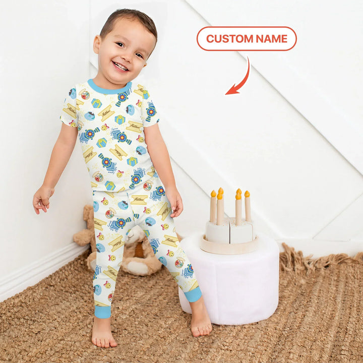 Express Train Christmas Bamboo Two Piece Short Sleeve Pajama Set