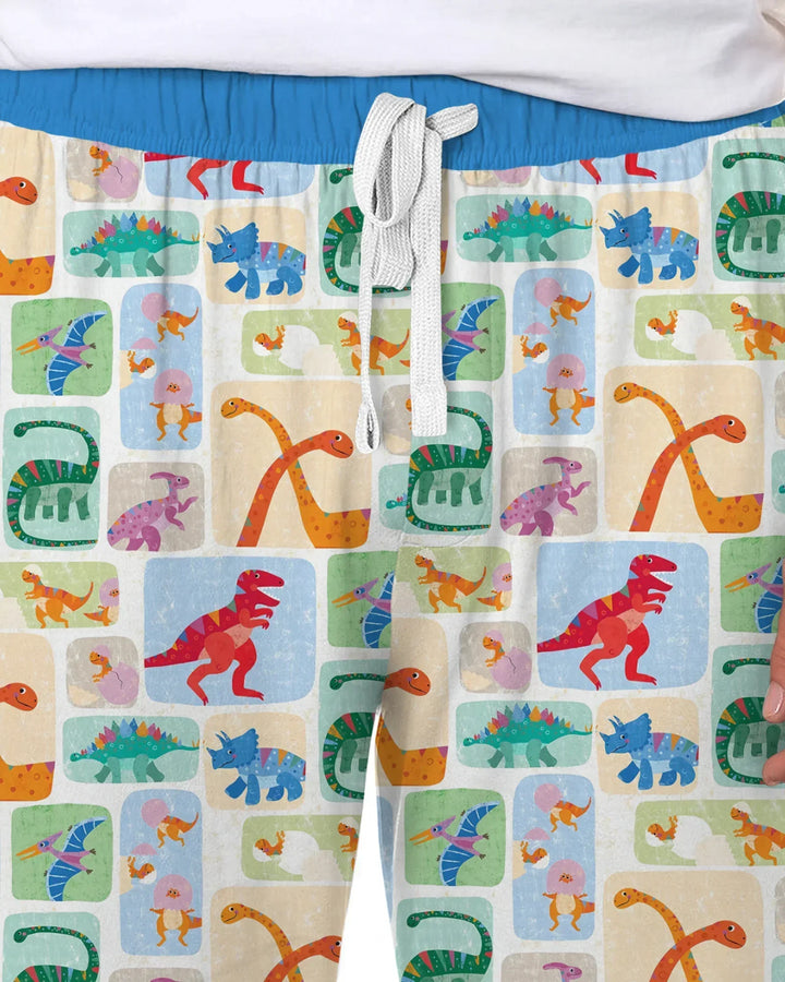 Rainbow Dino Friends Family Matching Bamboo Men's Pajama Set