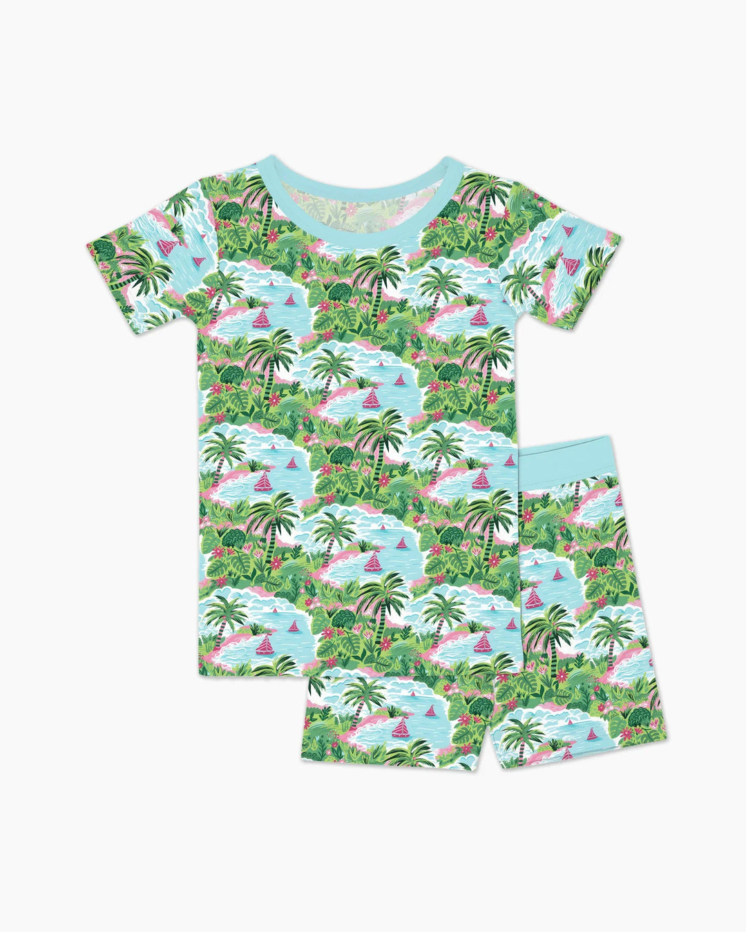 Preppy Coast Beach Club Bamboo Two Piece Short Sleeve Shorts Pajama Set