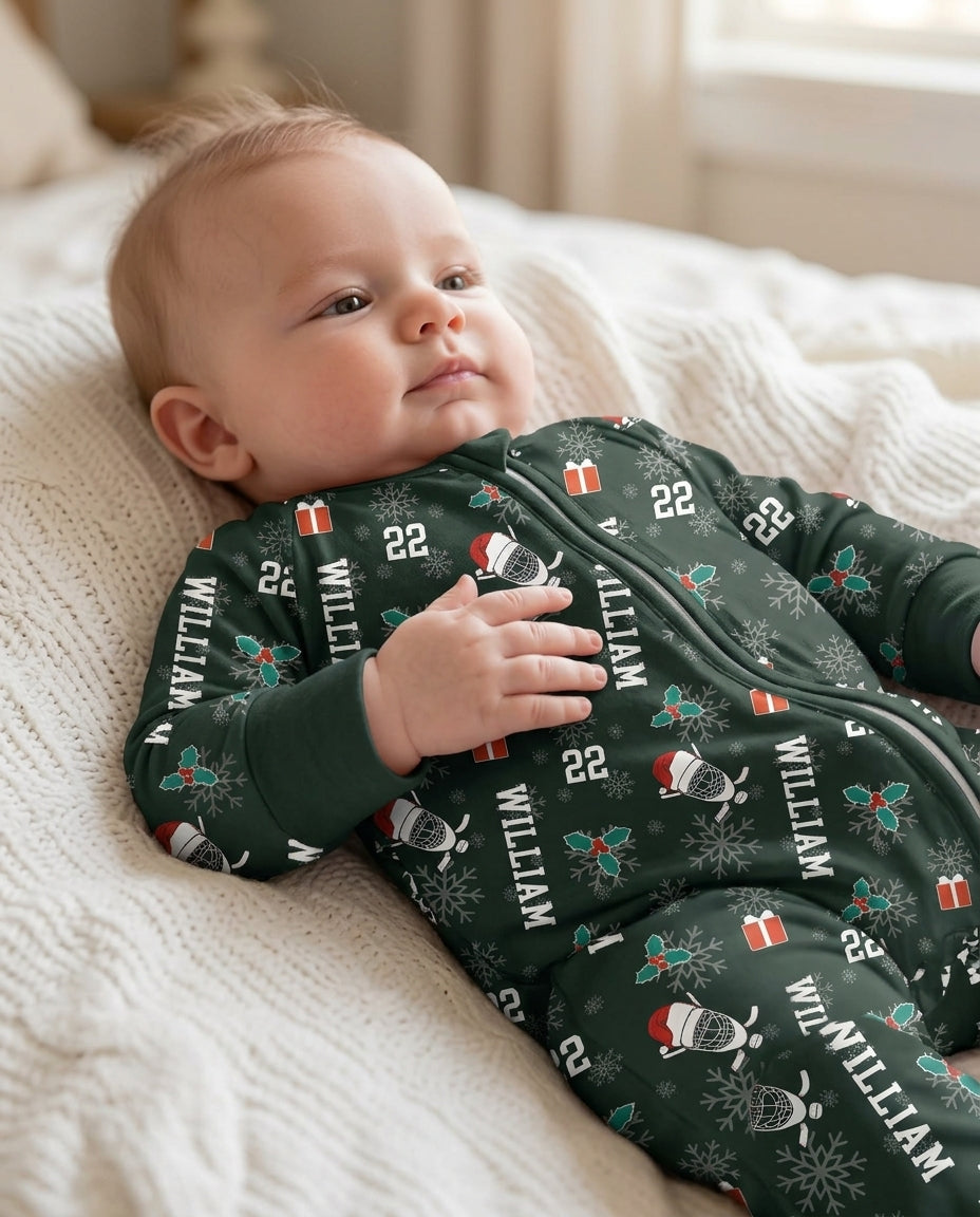 Custom Name Hockey Holiday Bamboo Convertible Zippy