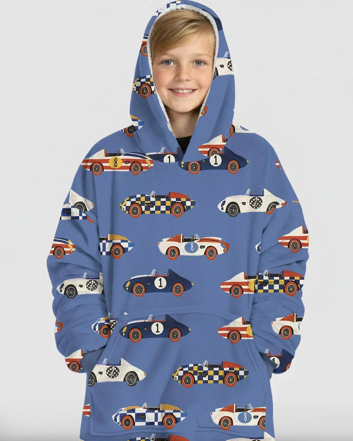 Stock Car Race Bamboo Wearable Hooded Blanket