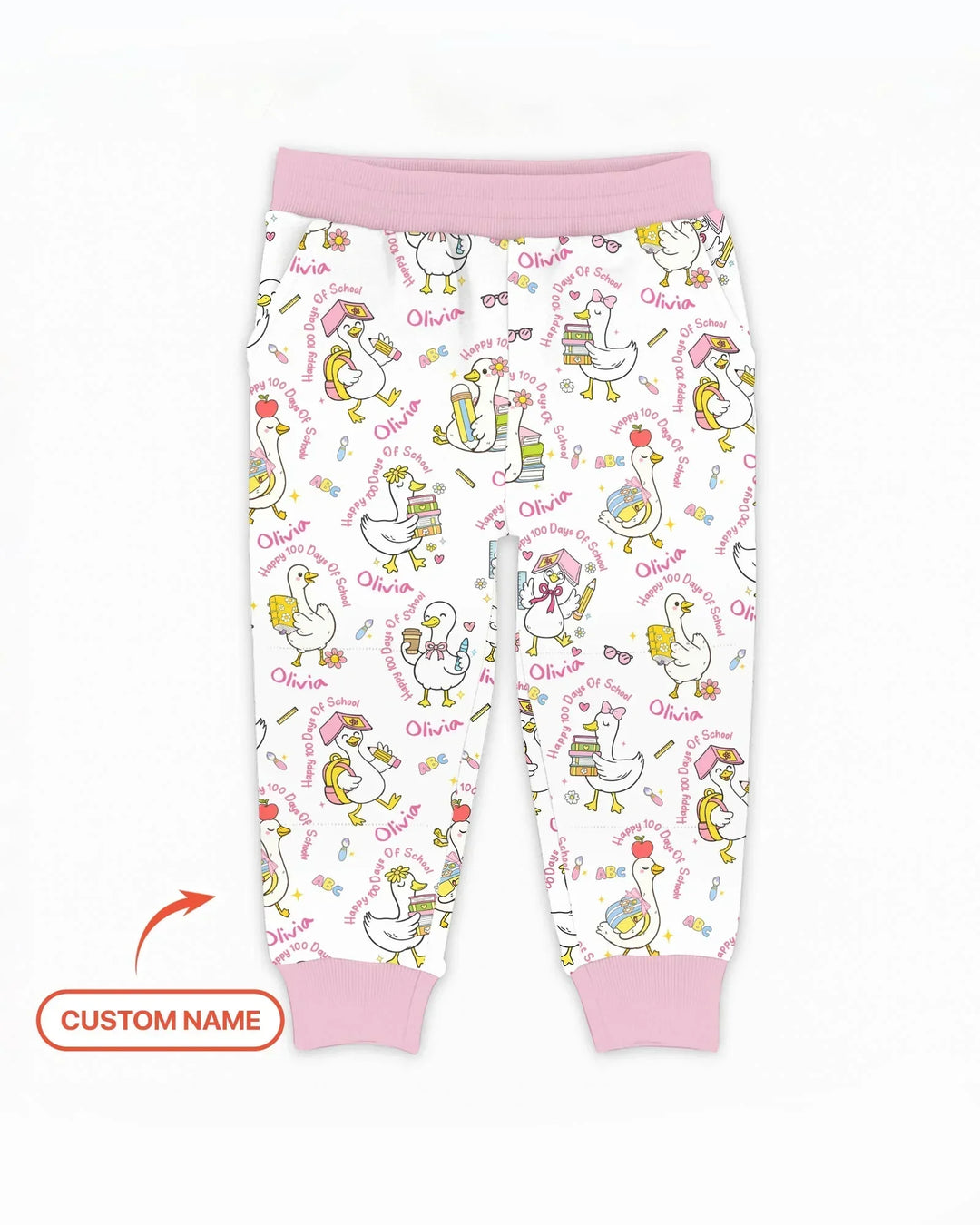 Custom Name Goose Happy 100 Days Of School Bamboo Jogger