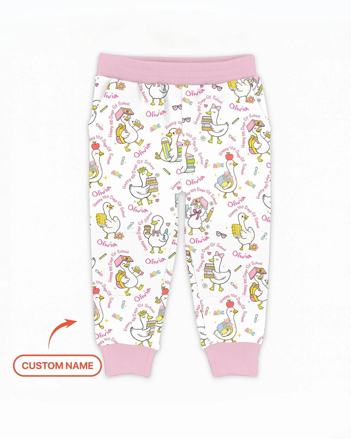 Custom Name Goose Happy 100 Days Of School Bamboo Jogger