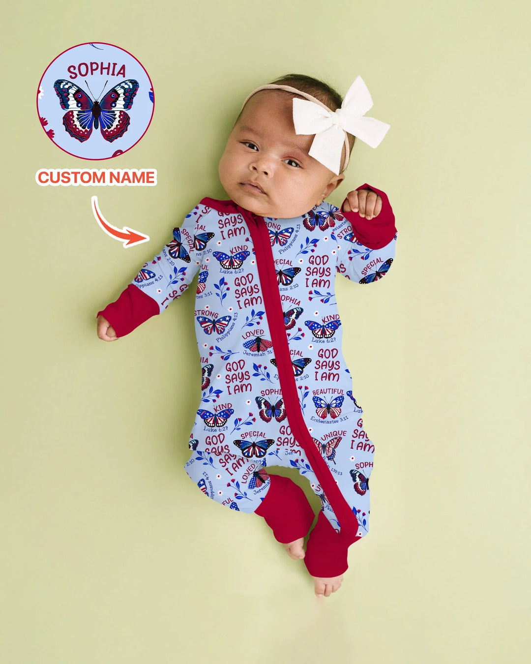 God Says I Am - Liberty Wings Custom Name Bamboo Convertible Zippy