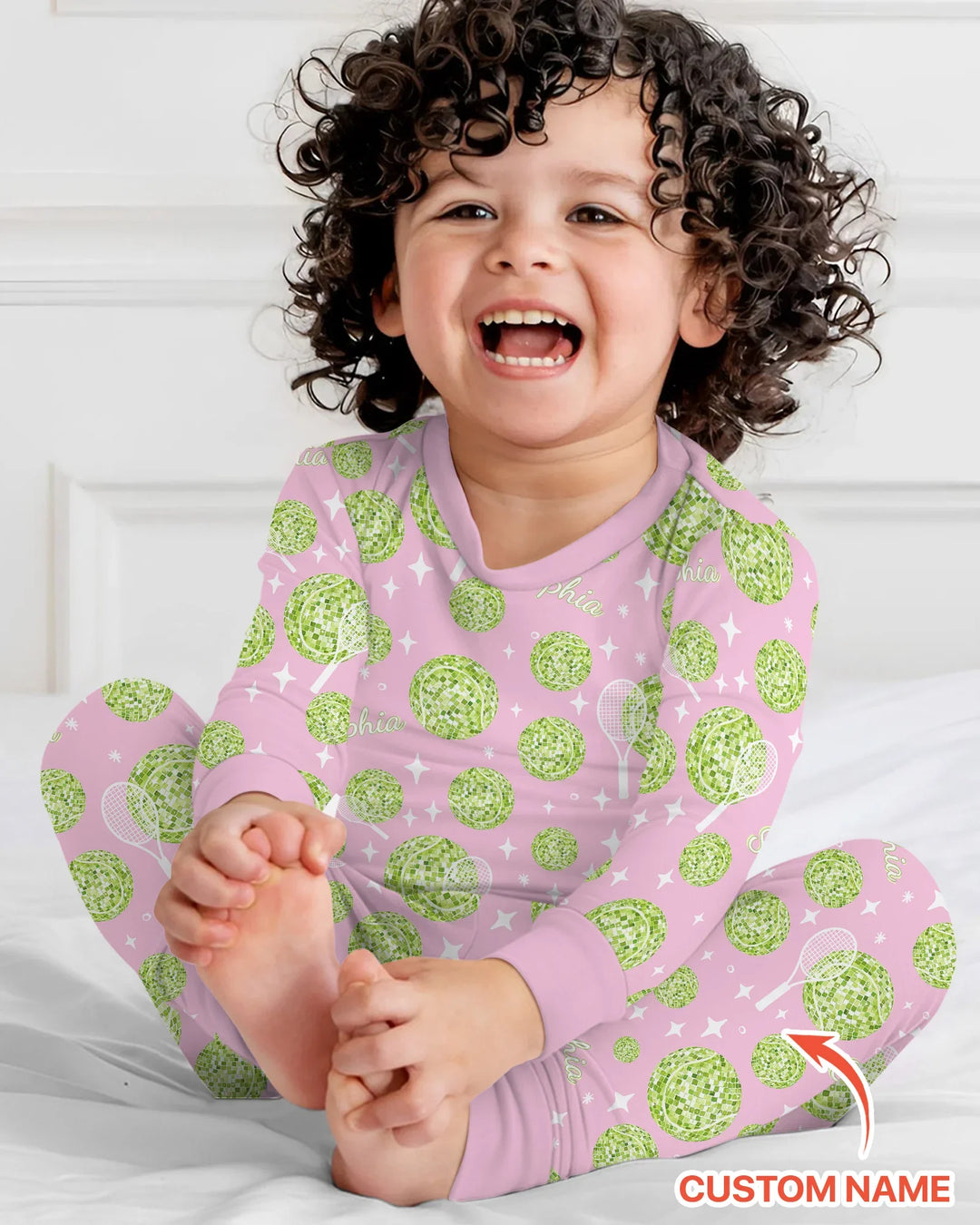 Tennis Disco Girl Party Matching Bamboo Two Piece Long Sleeve Pajama Set