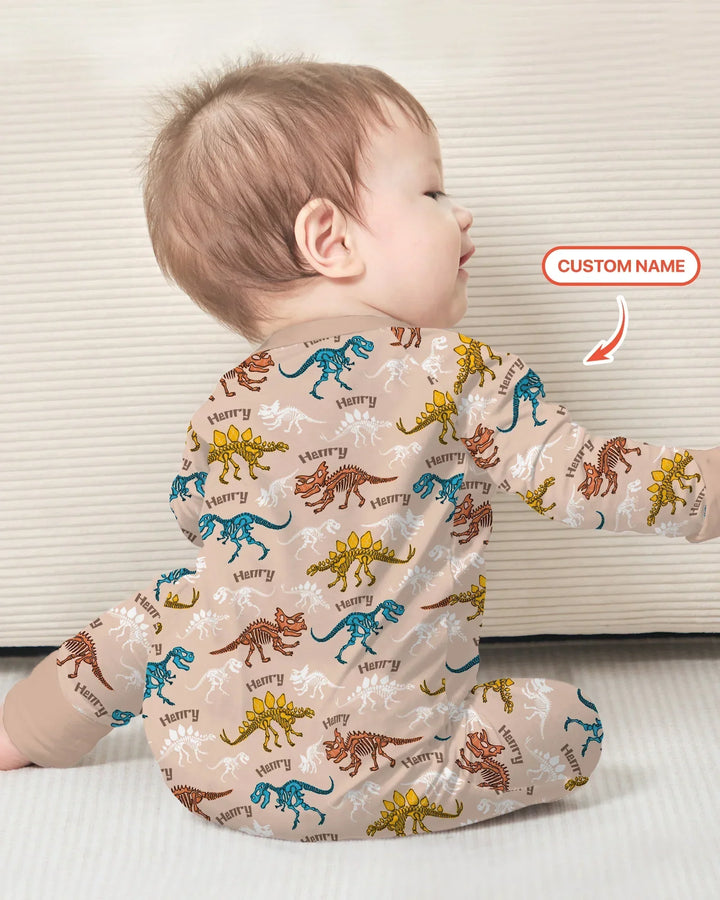 Dino Bones Parade Custom Name Bamboo Convertible Zippy
