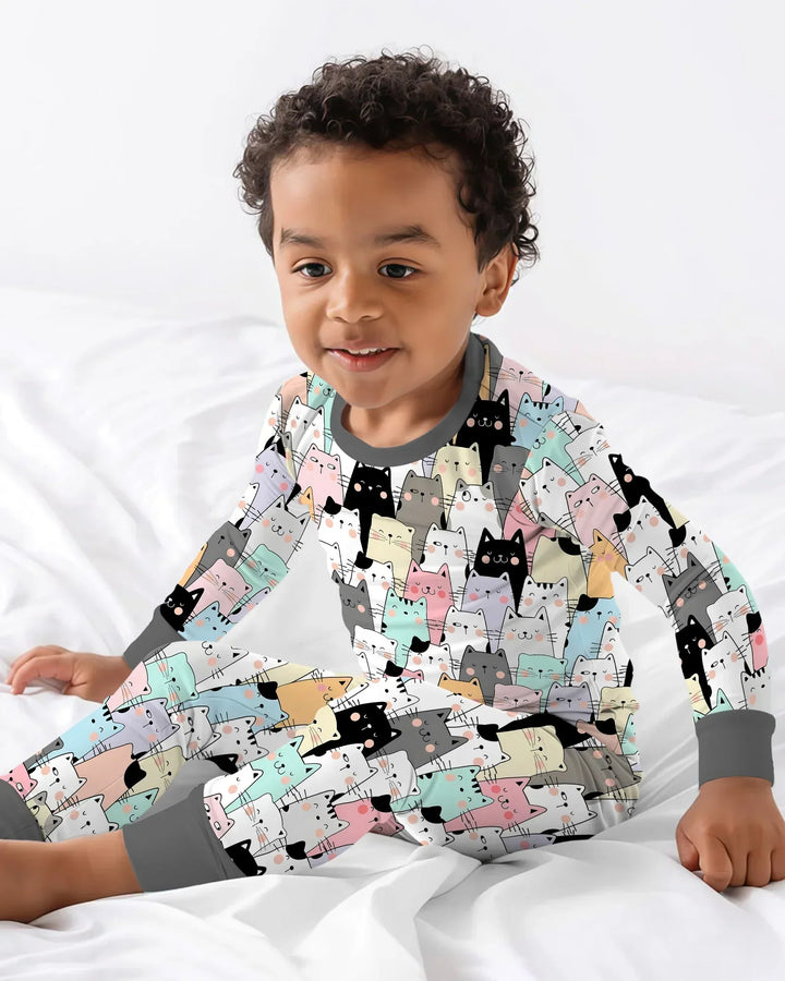 Purrfect Crowd Bamboo Two Piece Long Sleeve Pajama Set