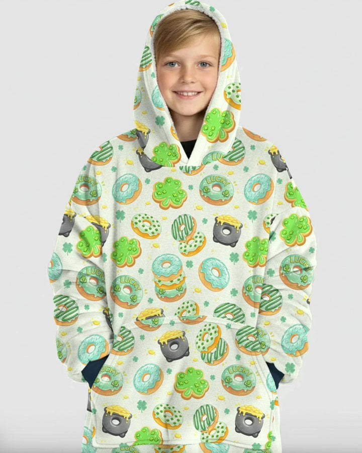 St. Patrick's Day Donut Wearable Bamboo Blanket Hoodie