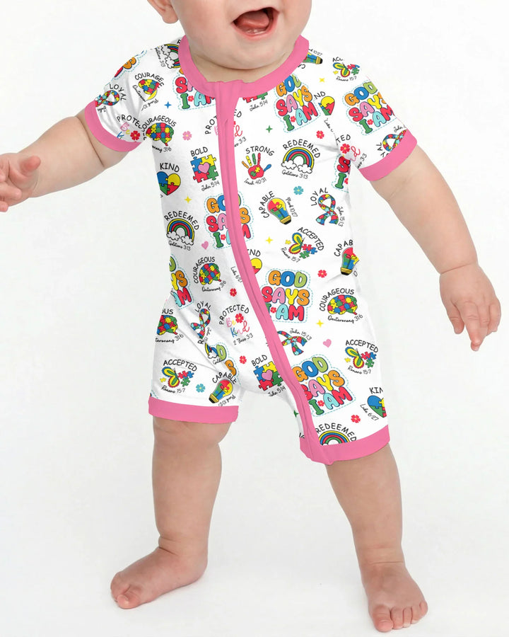God Says I Am Autism Awareness Bamboo Shorty Zippy