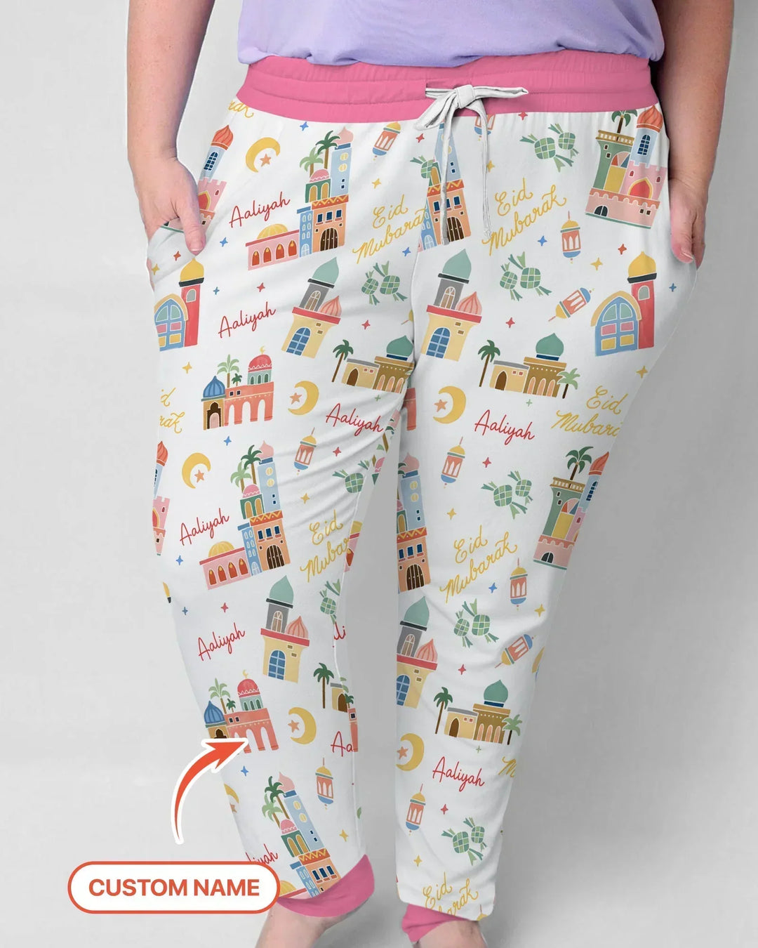 Eid Mubarak Custom Name Bamboo Women Pajama Set