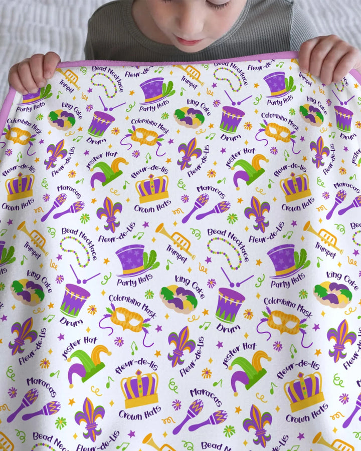 Mardi Gras Family Matching Toddler Bamboo Blanket