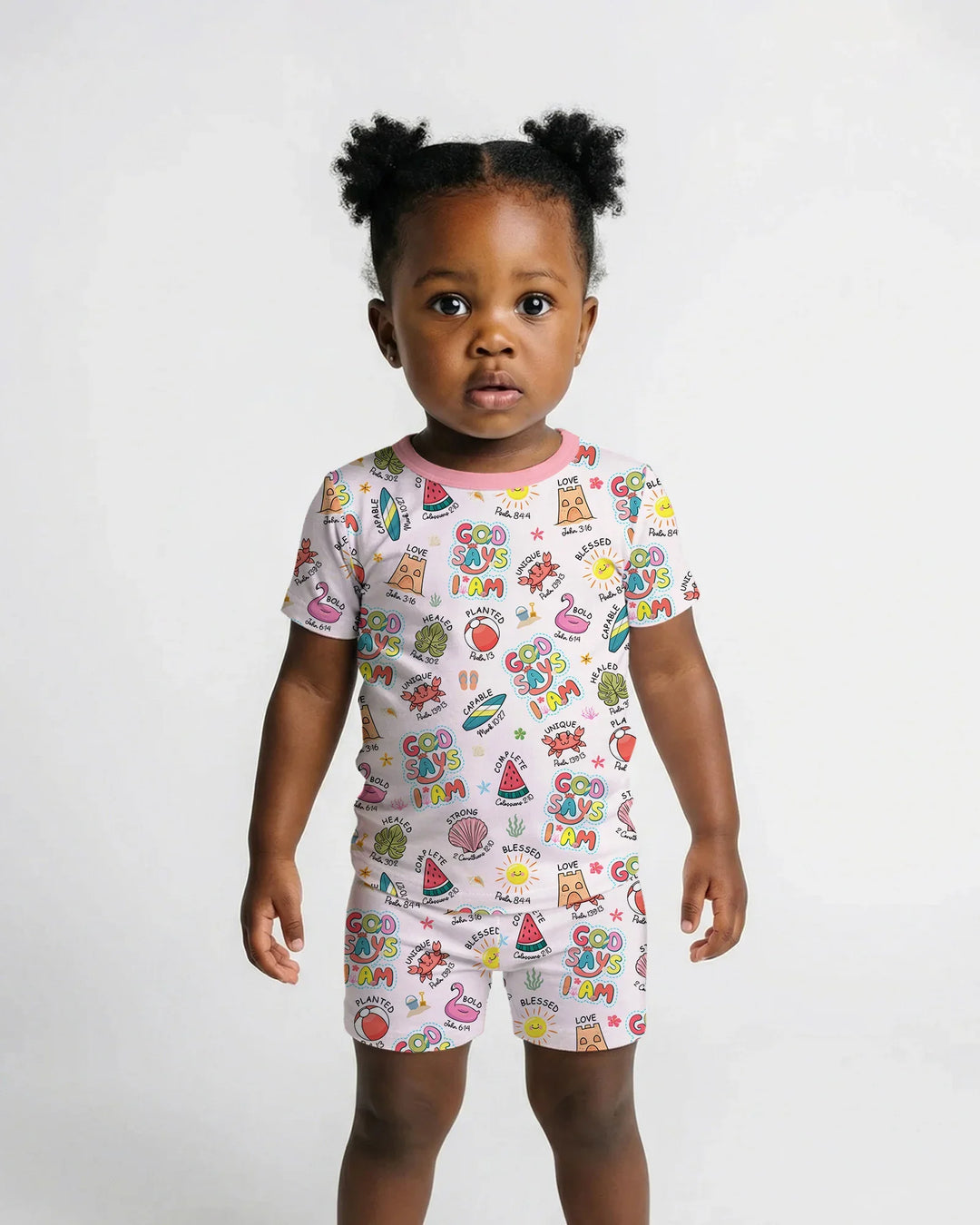 Ocean Breeze, God Says I Am  Bamboo Two Piece Short Sleeve Shorts Pajama Set