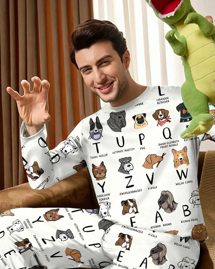 Funny Dogs Alphabet Bamboo Men's Pajama Set