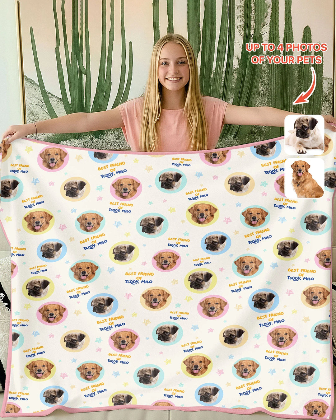 Best Friend Custom Name And Pet Photos Bamboo Blanket